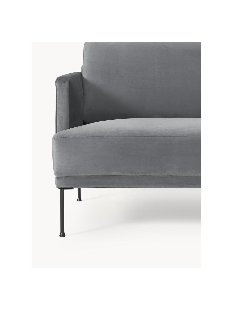 Samt-Sofa Fluente (3-Sitzer), Bezug: Samt (Hochwertiger Polyes, Gestell: Massives Kiefernholz, Samt Dunkelgrau, B 196 x T 85 cm