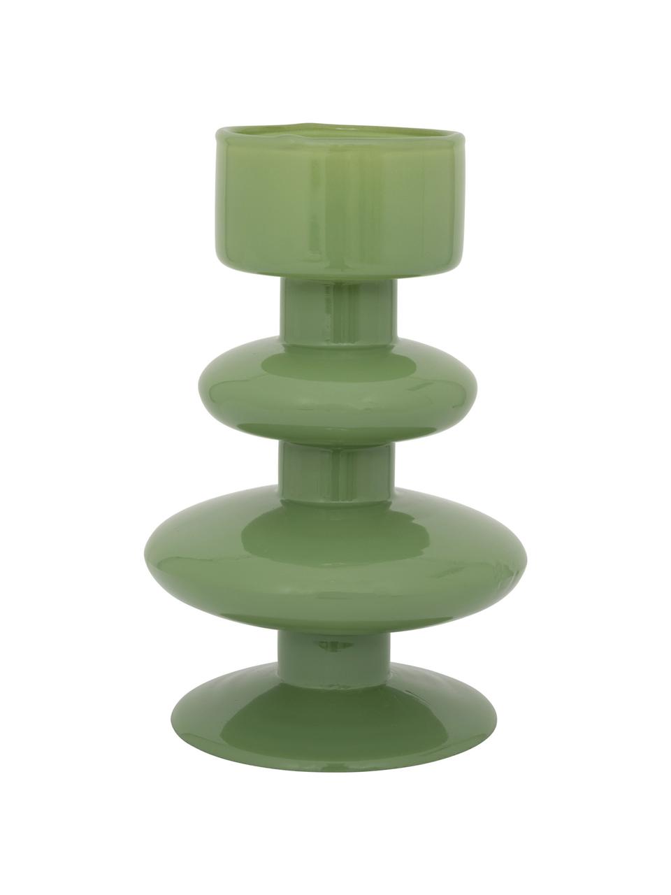 Świecznik na tealighty ze szkła Intuitive, Szkło z recyklingu, Zielony, Ø 11 x W 17 cm