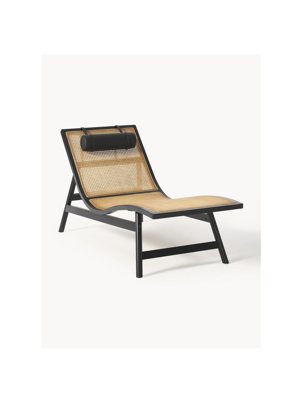 Tumbona con tejido vienés Rey, Estructura: madera de roble maciza y , Asiento: ratán, Funda: piel sintética (100% poli, Parte trasera: 100% poliéster, Madera de roble, ratán, An 88 x F 176 cm