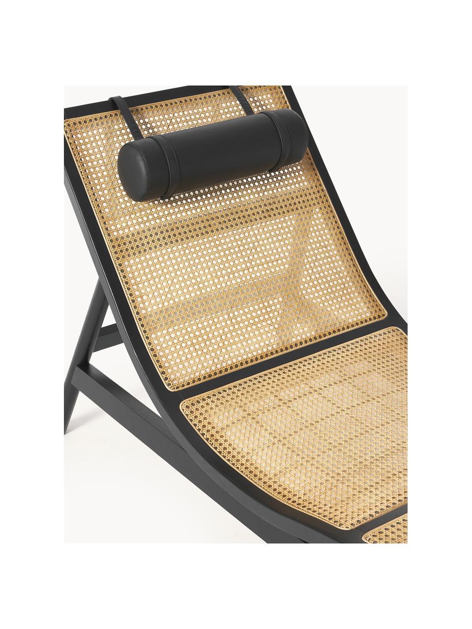Loungefauteuil Rey met Weens vlechtwerk, Frame: massief eiken- en rubberh, Zitvlak: rotan, Eikenhout, rotan, B 87 x D 176 cm