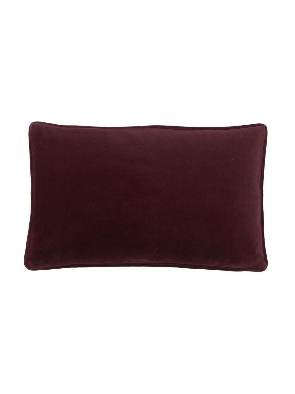 Federa arredo in velluto tinta unita Dana, 100% velluto di cotone, Borgogna, Larg. 30 x Lung. 50 cm