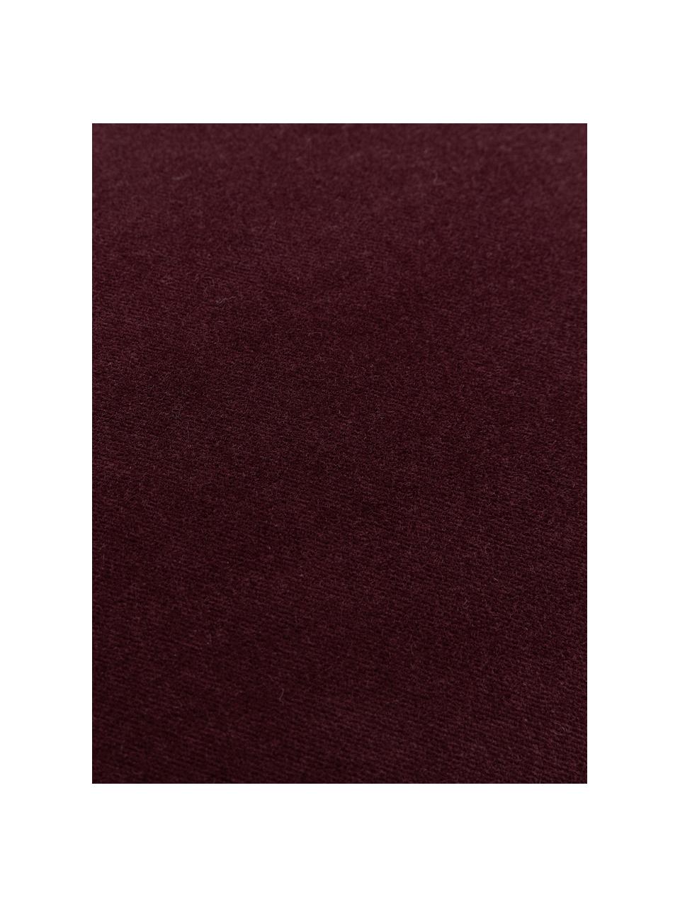 Effen fluwelen kussenhoes Dana in bordeauxrood, 100% katoenfluweel, Bordeauxrood, B 30 x L 50 cm
