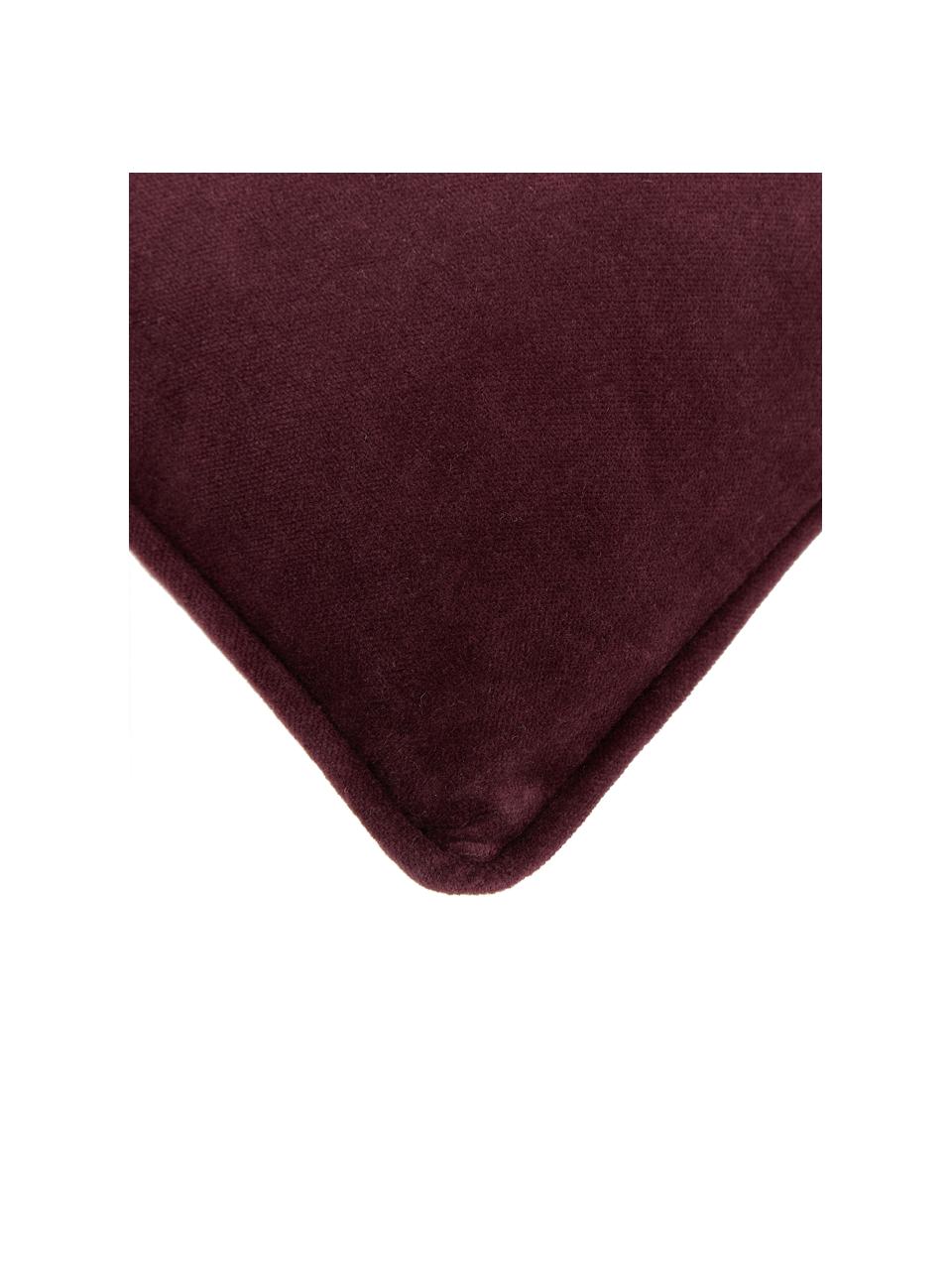 Federa arredo in velluto tinta unita Dana, 100% velluto di cotone, Borgogna, Larg. 30 x Lung. 50 cm