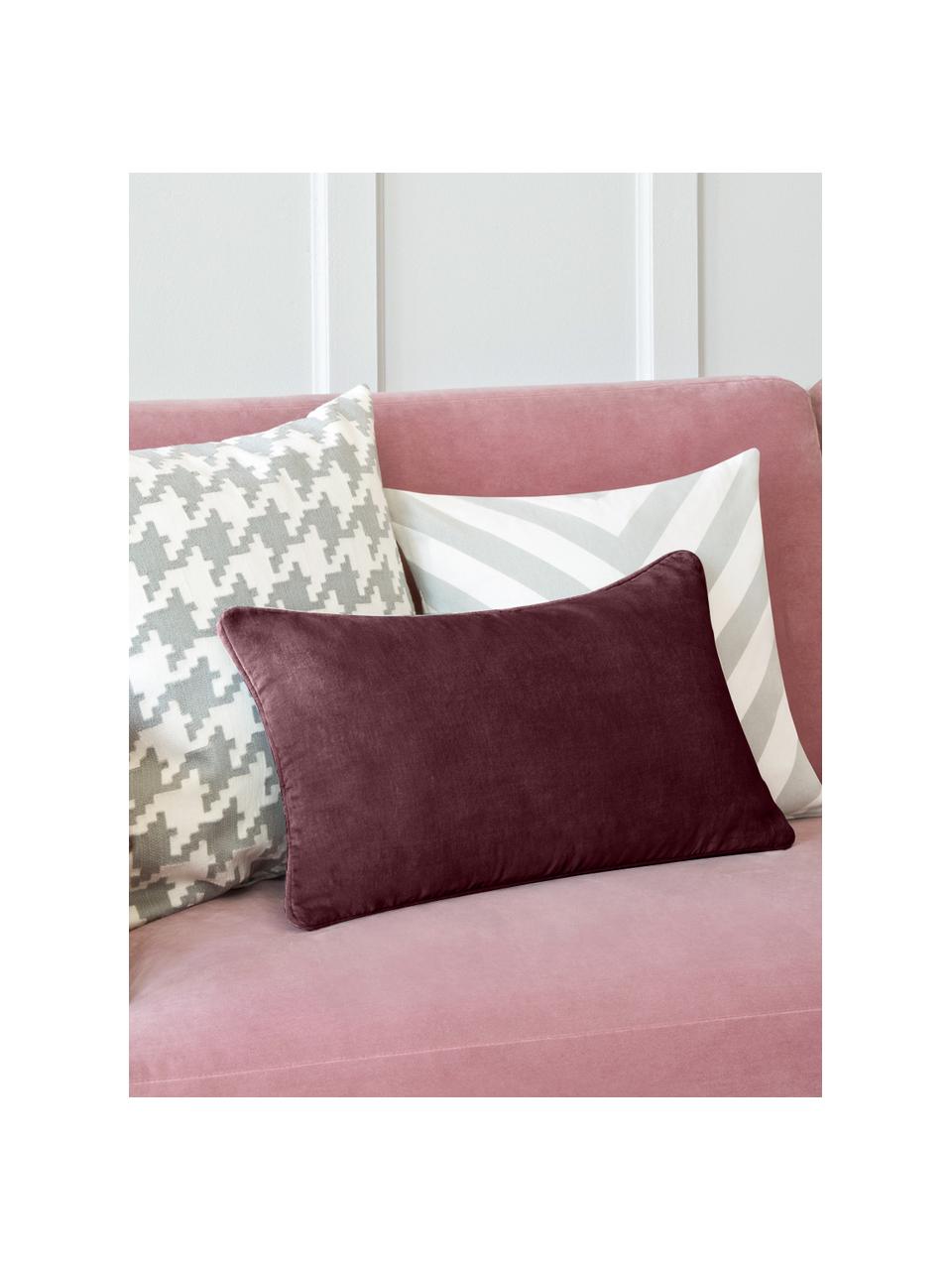Samt-Kissenhülle Dana, 100 % Baumwollsamt, Pflaume, B 30 x L 50 cm