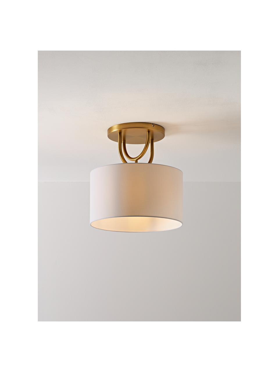 Plafoniera Gianna, Paralume: tessuto, Struttura: metallo, Bianco sporco, ottonato, Ø 40 x Alt. 41 cm