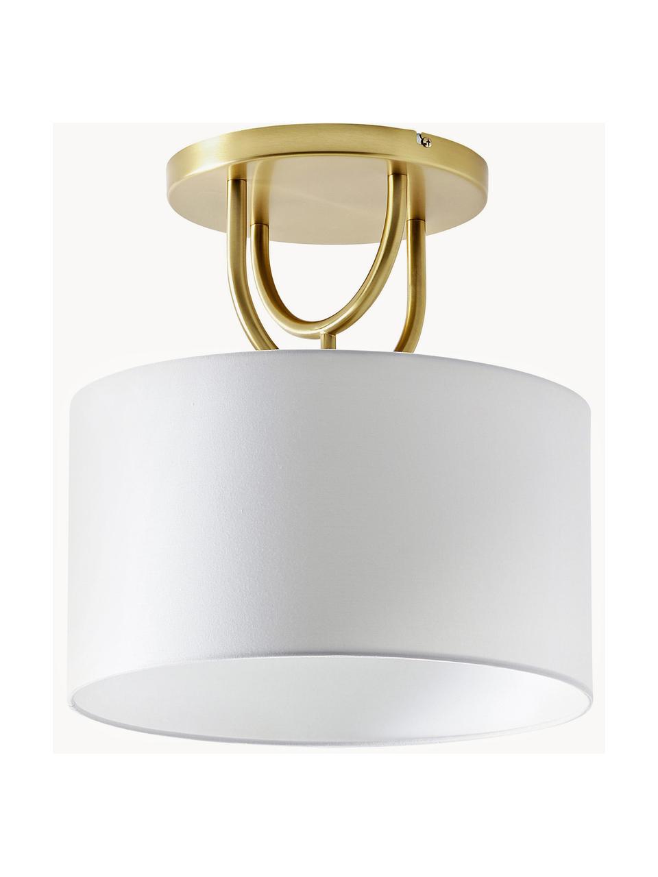 Plafoniera Gianna, Paralume: tessuto, Struttura: metallo, Bianco sporco, ottonato, Ø 40 x Alt. 41 cm