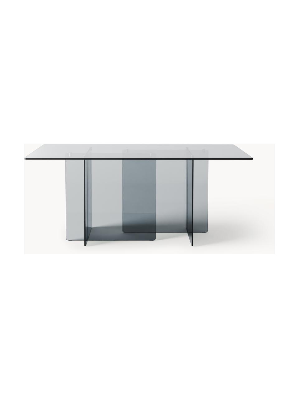 Skleněný jídelní stůl Anouk, 180 x 90 cm, Sklo, Šedá, transparentní, Š 180 cm, H 90 cm