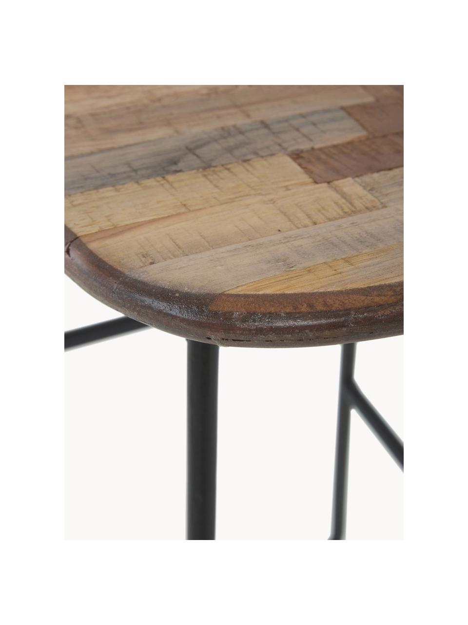 Barová stolička z tíkového dreva a kovu Tangle, Tíkové drevo, čierna, Š 40 x V 65 cm