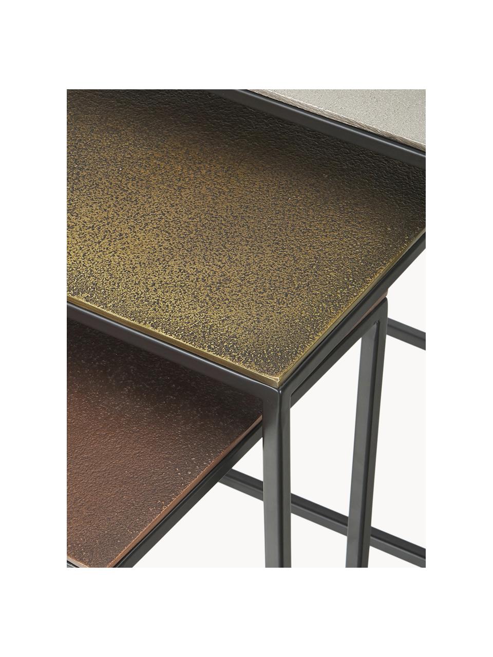 Table d'appoint gigogne Dwayne, 3 élém., Couleur argentée, couleur laitonnée, Lot de différentes tailles