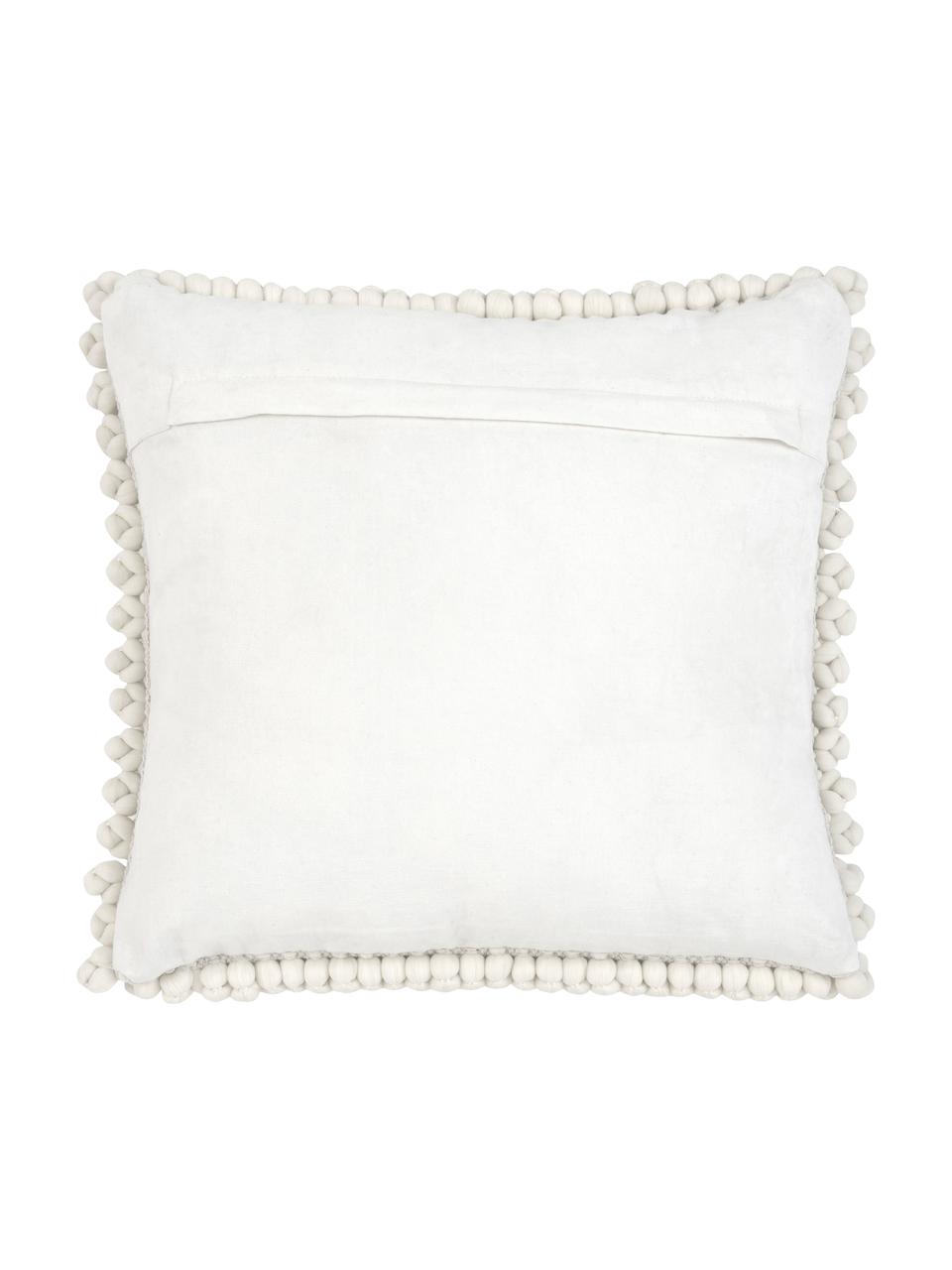 Housse de coussin avec petites boules de tissu 45x45 blanc crème Iona, Blanc crème, larg. 45 x long. 45 cm