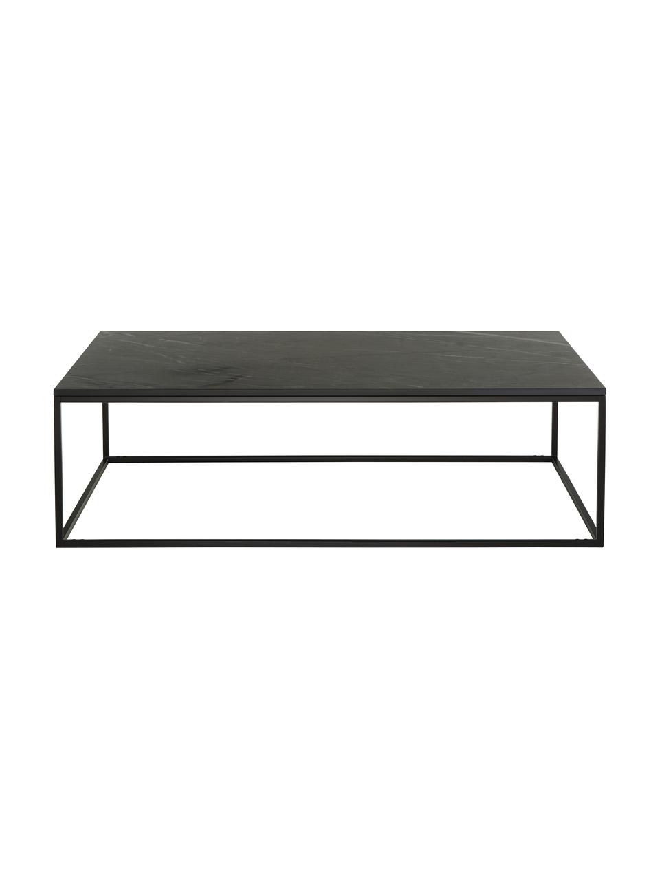 Tavolino grande da salotto in marmo Alys, Struttura: metallo verniciato a polv, Nero, marmorizzato, Larg. 120 x Alt. 35 cm