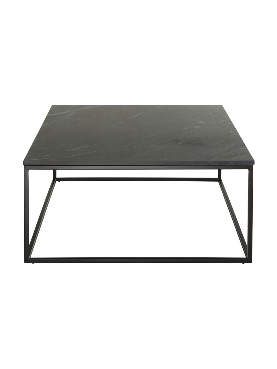 Stolik kawowy z marmuru Alys, Blat: marmur, Stelaż: metal malowany proszkowo, Czarny, marmurowy, S 120 x G 75 cm
