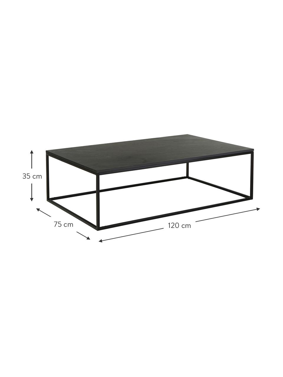 Stolik kawowy z marmuru Alys, Blat: marmur, Stelaż: metal malowany proszkowo, Czarny, marmurowy, S 120 x G 75 cm