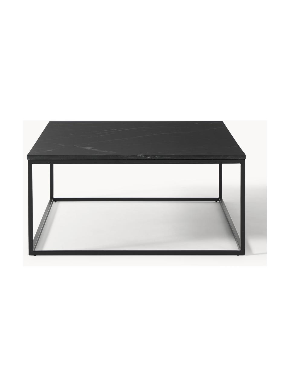 Grande table basse en marbre Alys, Noir marbré, noir, larg. 120 x prof. 75 cm