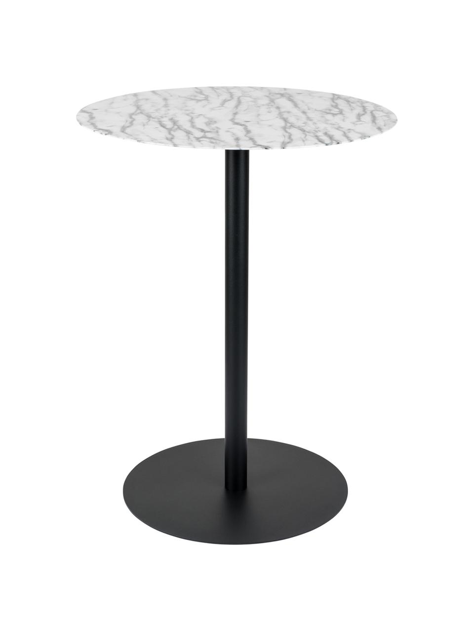 Tavolo da bistrot rotondo effetto marmo Snow, Ø57 cm, Struttura: metallo verniciato a polv, Bianco effetto marmo, Ø 57 x Alt. 75 cm
