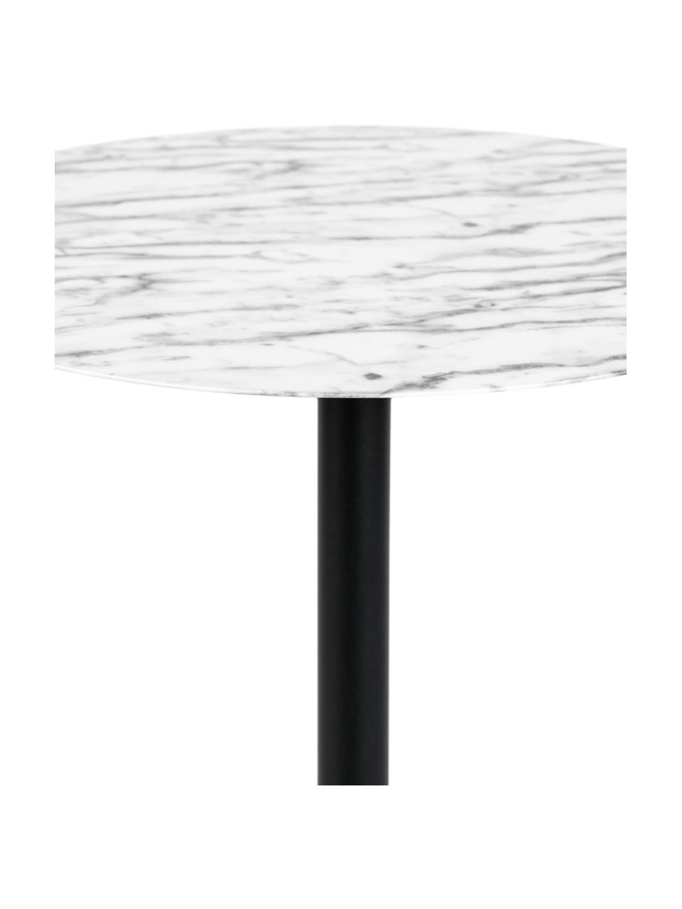 Tavolo da bistrot rotondo effetto marmo Snow, Ø57 cm, Struttura: metallo verniciato a polv, Bianco effetto marmo, Ø 57 x Alt. 75 cm