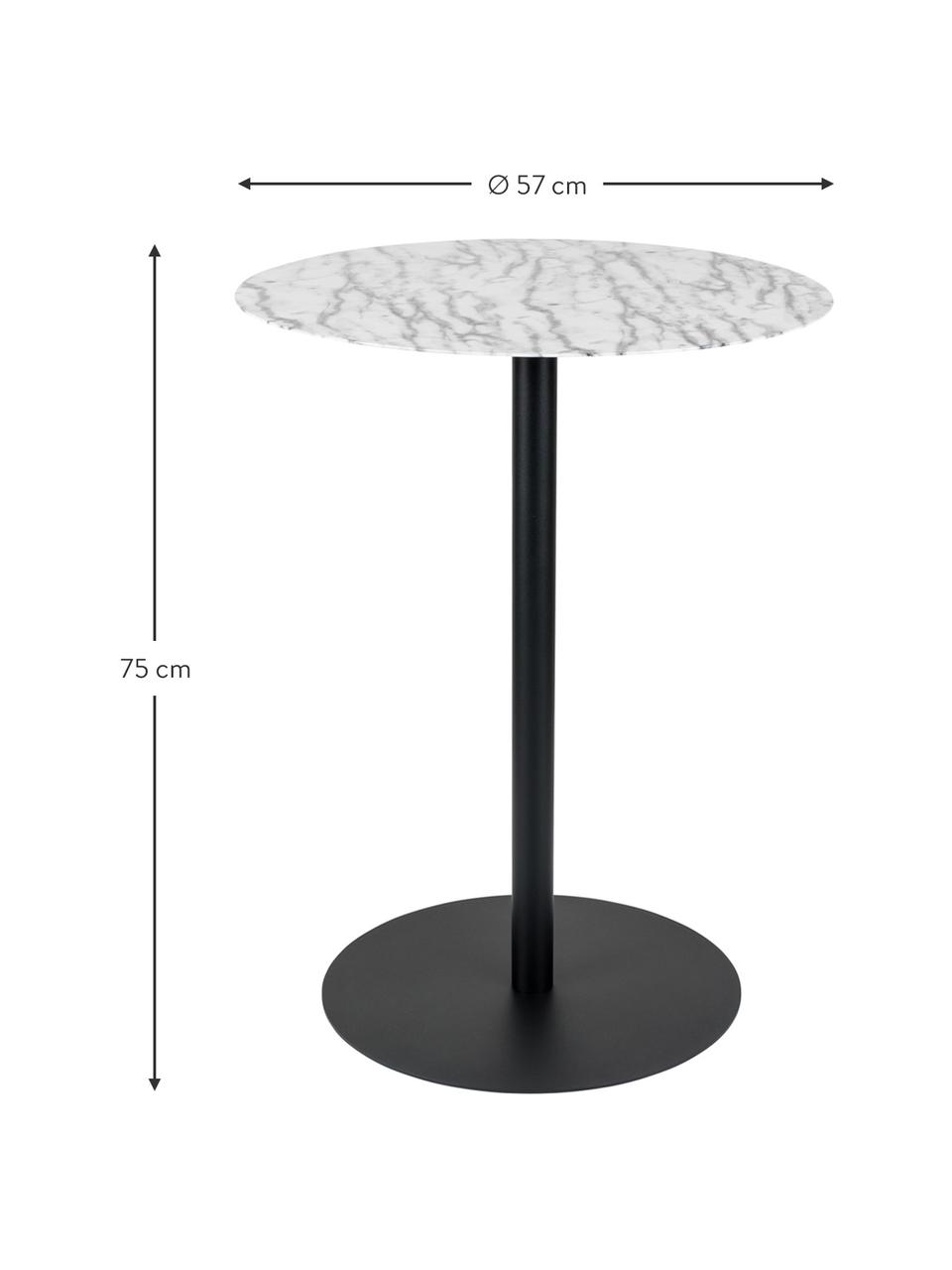 Runder Bistrotisch Snow in Marmoroptik, Ø 57 cm, Tischplatte: Metall, foliert, Gestell: Metall, pulverbeschichtet, Weiß in Marmor-Optik, Ø 57 x H 75 cm