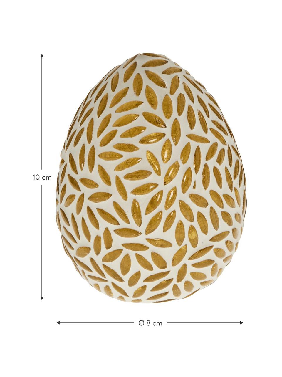 Uovo di Pasqua decorativo in vetro con mosaico Murilia 2 pz, Vetro, Bianco, dorato, Ø 8 x Alt. 10 cm