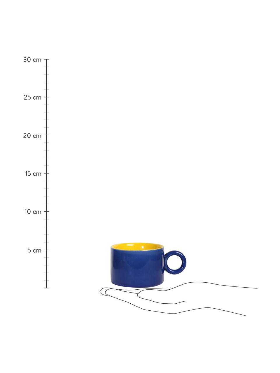 Kaffeetassen Chiquito, 4er-Set, Steingut, Blau, Gelb, Rosa, Grün, Ø 8 x H 6 cm, 200 ml
