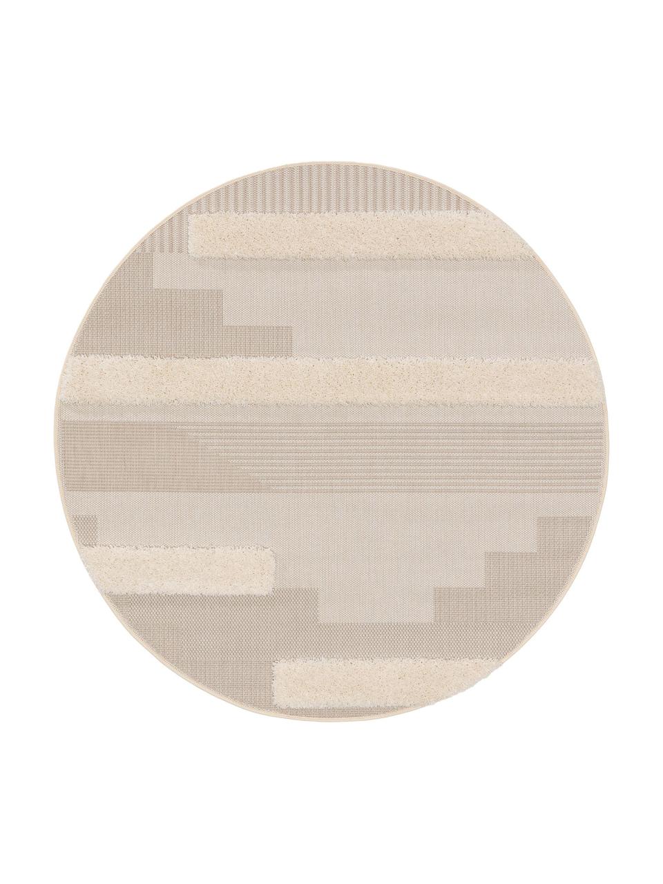 Tapis rond intérieur extérieur, poils en relief Carlo, Beige, tons bruns, Ø 160 cm (taille L)