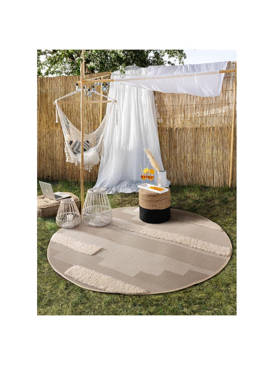 Tapis rond intérieur extérieur, poils en relief Carlo, Beige, tons bruns, Ø 160 cm (taille L)