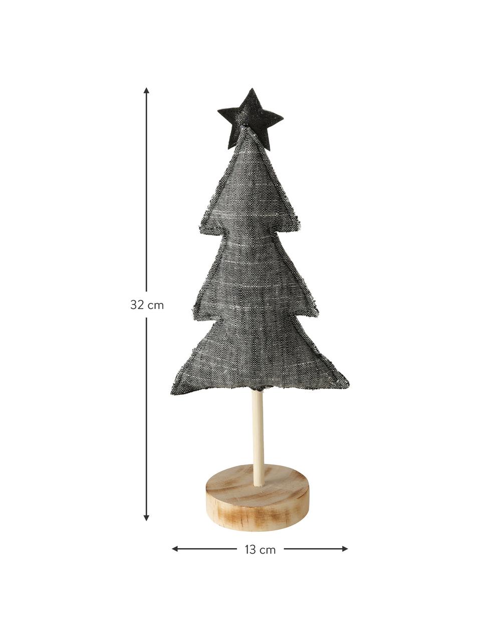 Decoratieve kerstboomset Skagen, 4-delig, Grijs, zwart, wit, lichtbruin, B 13 x H 32 cm