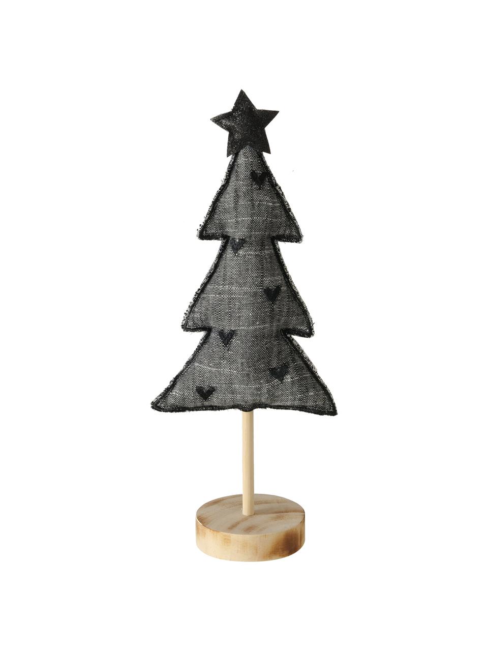Deko-Weihnachtsbäume-Set Skagen, 4-tlg., Füße: Scheinkastanie, Grau, Schwarz, Weiß, Helles Holz, B 13 x H 32 cm