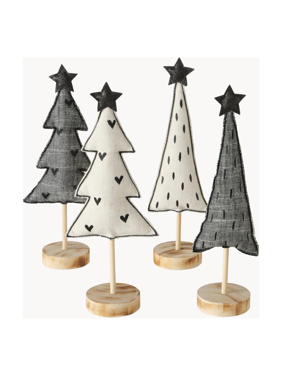 Decoratieve kerstboomset Skagen, 4-delig, Grijs, zwart, wit, lichtbruin, B 13 x H 32 cm