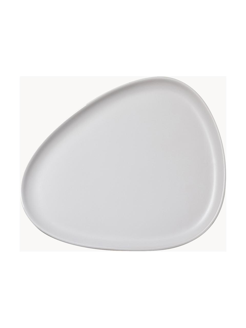 Platos llanos artesanales Monaco, 4 uds., Gres, Blanco, An 26 x L 30 cm