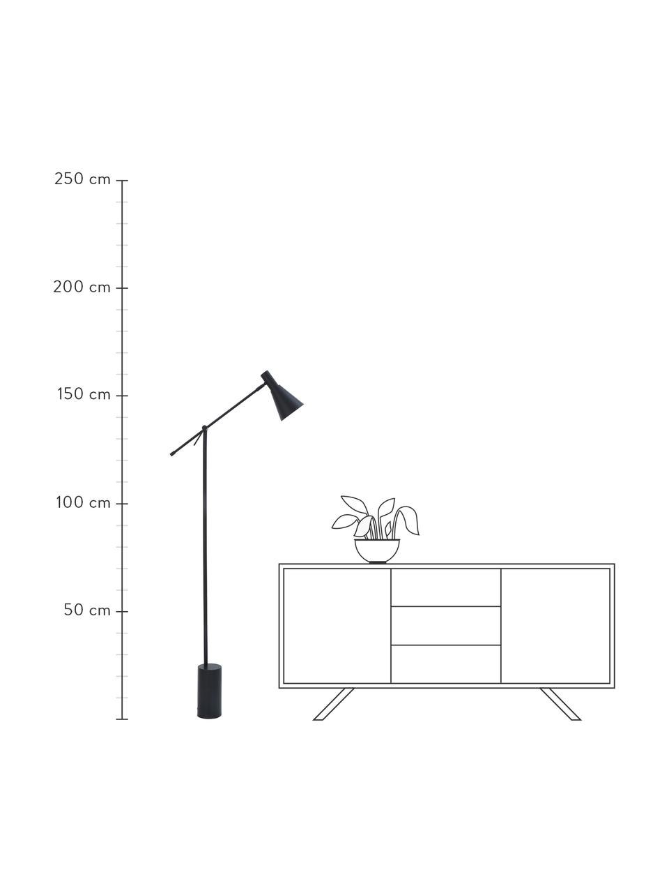 Lámpara de lectura Sia, Pantalla: metal con pintura en polv, Cable: cubierto en tela, Negro, An 60 x Al 162 cm