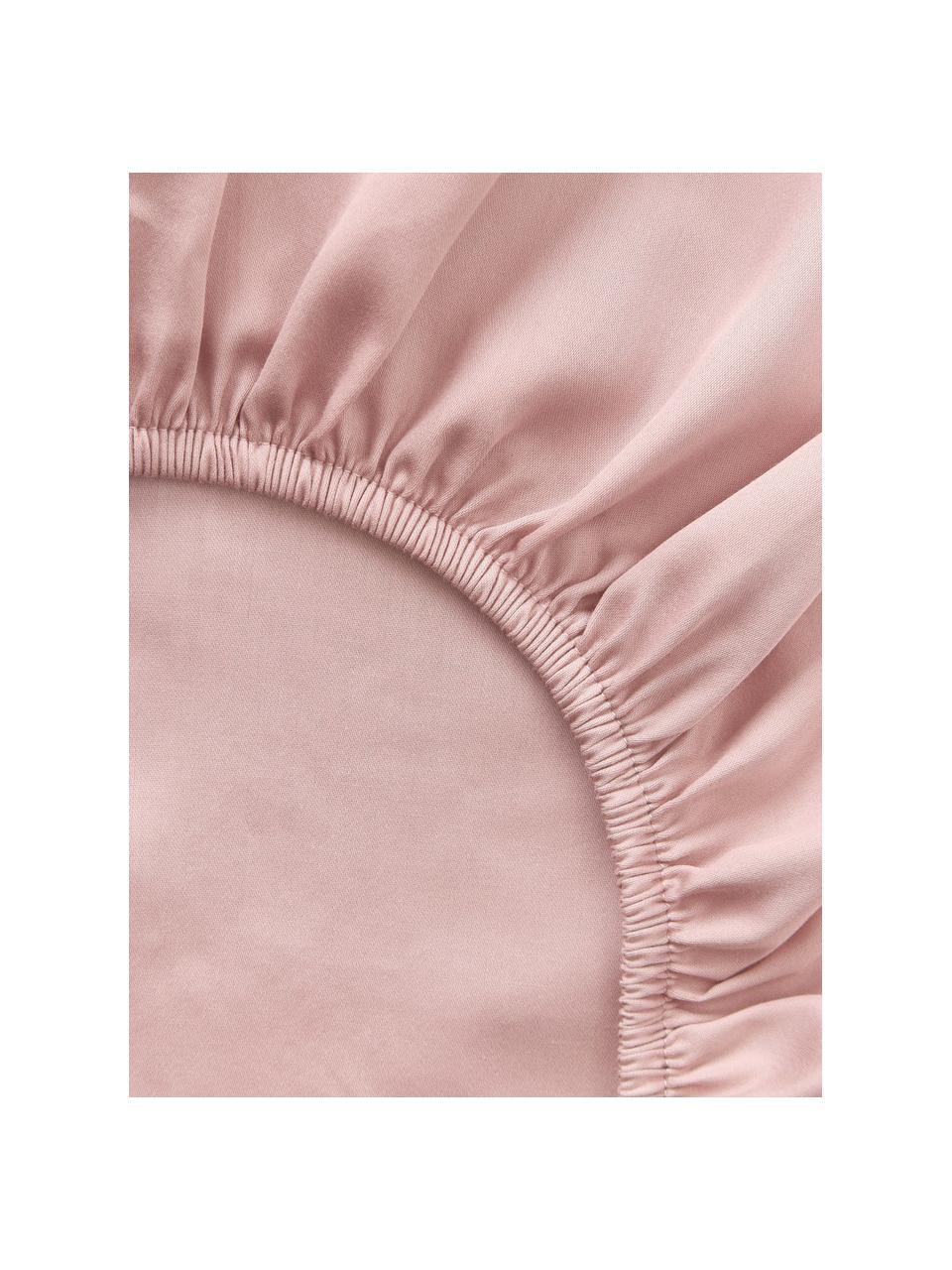 Drap-housse en satin de coton pour surmatelas Comfort, Rose pâle, larg. 90 x long. 200 cm, haut. 15 cm