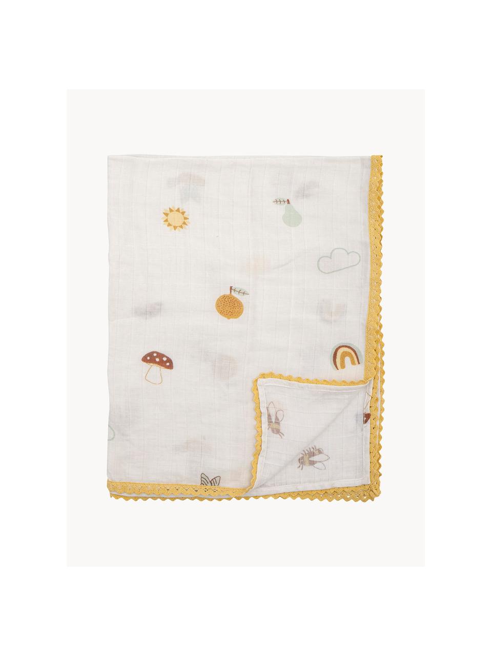 Leichte Baby-Decke Agnes, 80 % Baumwolle, 20 % Polyester, Weiss, Bunt, B 80 x L 100 cm