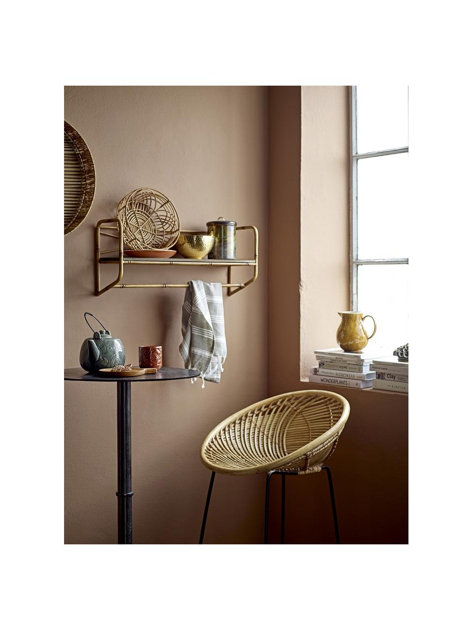Rattan-Barstuhl Yonne mit Metall-Beinen, Sitzfläche: Rattan, Gestell: Metall, beschichtet, Braun, Schwarz, B 52 x H 94 cm
