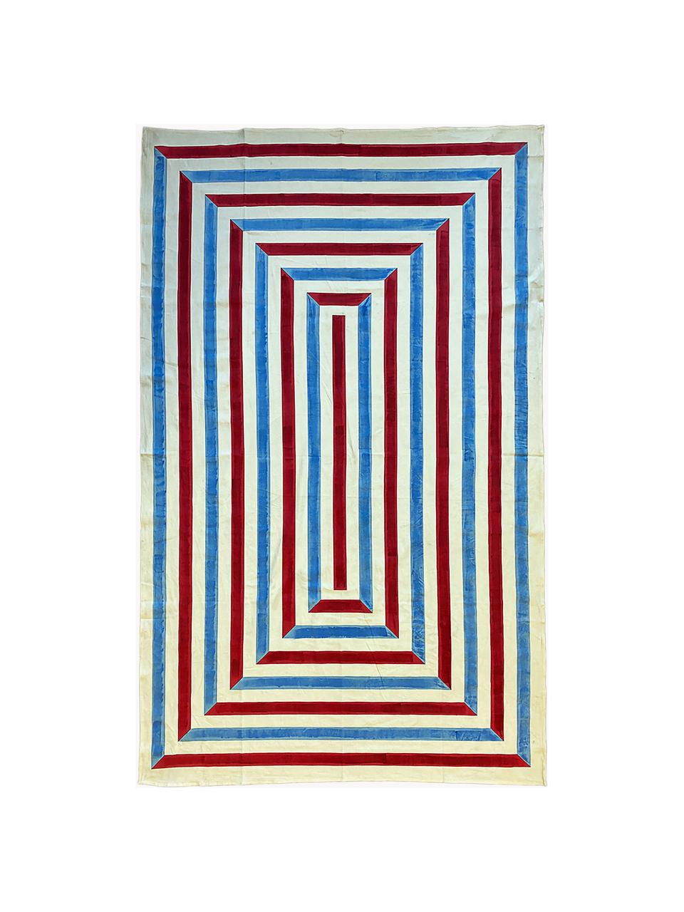 Tovaglia in cotone Dario, 100% cotone, Bianco crema, blu, rosso vino, 4-6 persone (Larg. 150 x Lung. 250 cm)