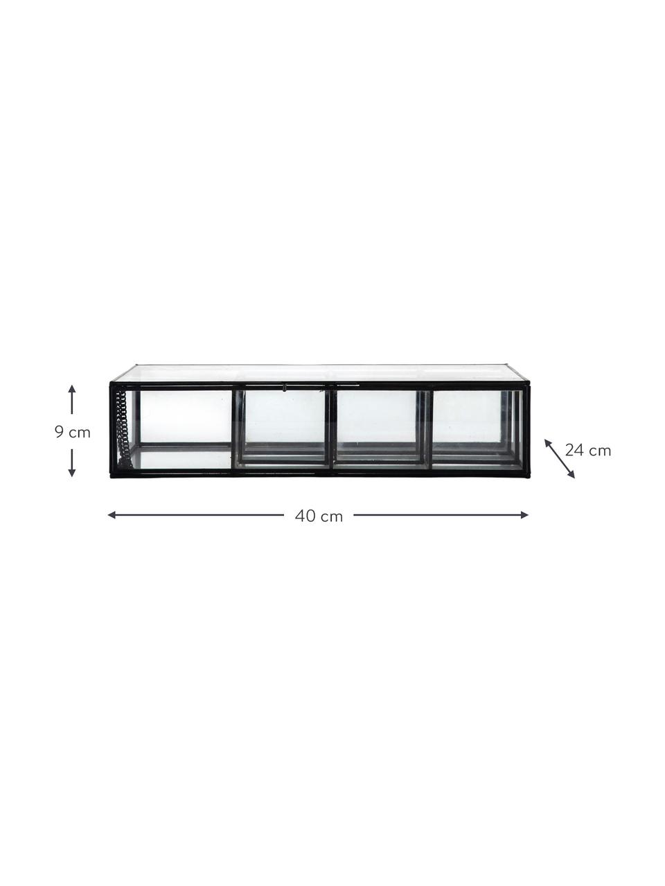 Handgefertigtes Schmuckkästchen Ola mit 5 Fächern, Rahmen: Metall, beschichtet, Schwarz, B 40 x H 9 cm