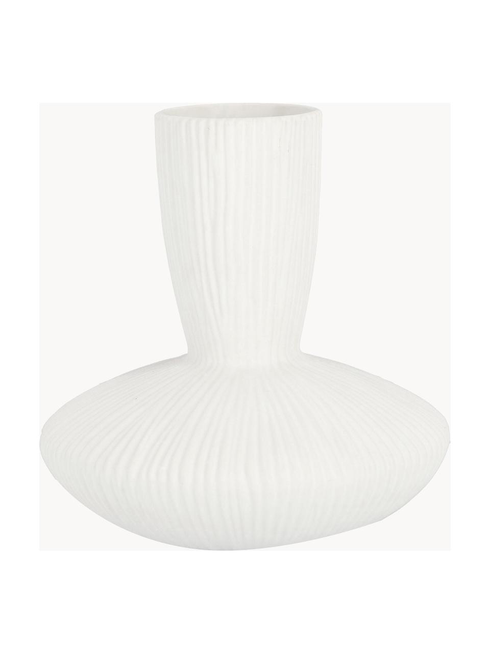 Keramik Design-Vase Striped, H 23 cm, Keramik, Weiß, Ø 22 x H 23 cm