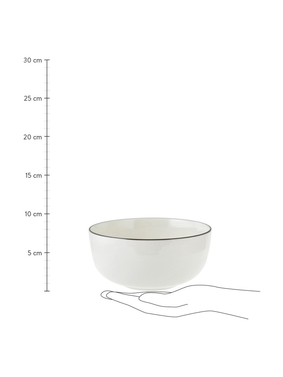 Porcelánové misky Facile, 2 ks, Vysoce kvalitní tvrdý porcelán (cca 50 % kaolinu, 25 % křemene a 25 % živce), Krémově bílá s černým okrajem, Ø 16 cm, V 8 cm