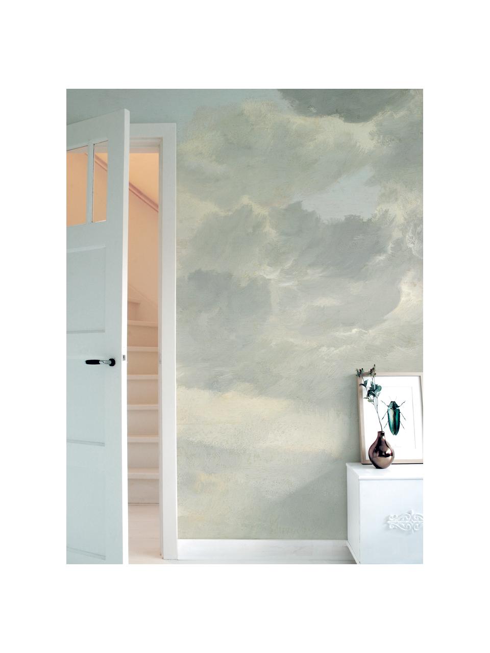 Carta da parati Golden Age Clouds, Tessuto non tessuto, ecologico e biodegradabile, Grigio, beige opaco, Larg. 292 x Alt. 280 cm