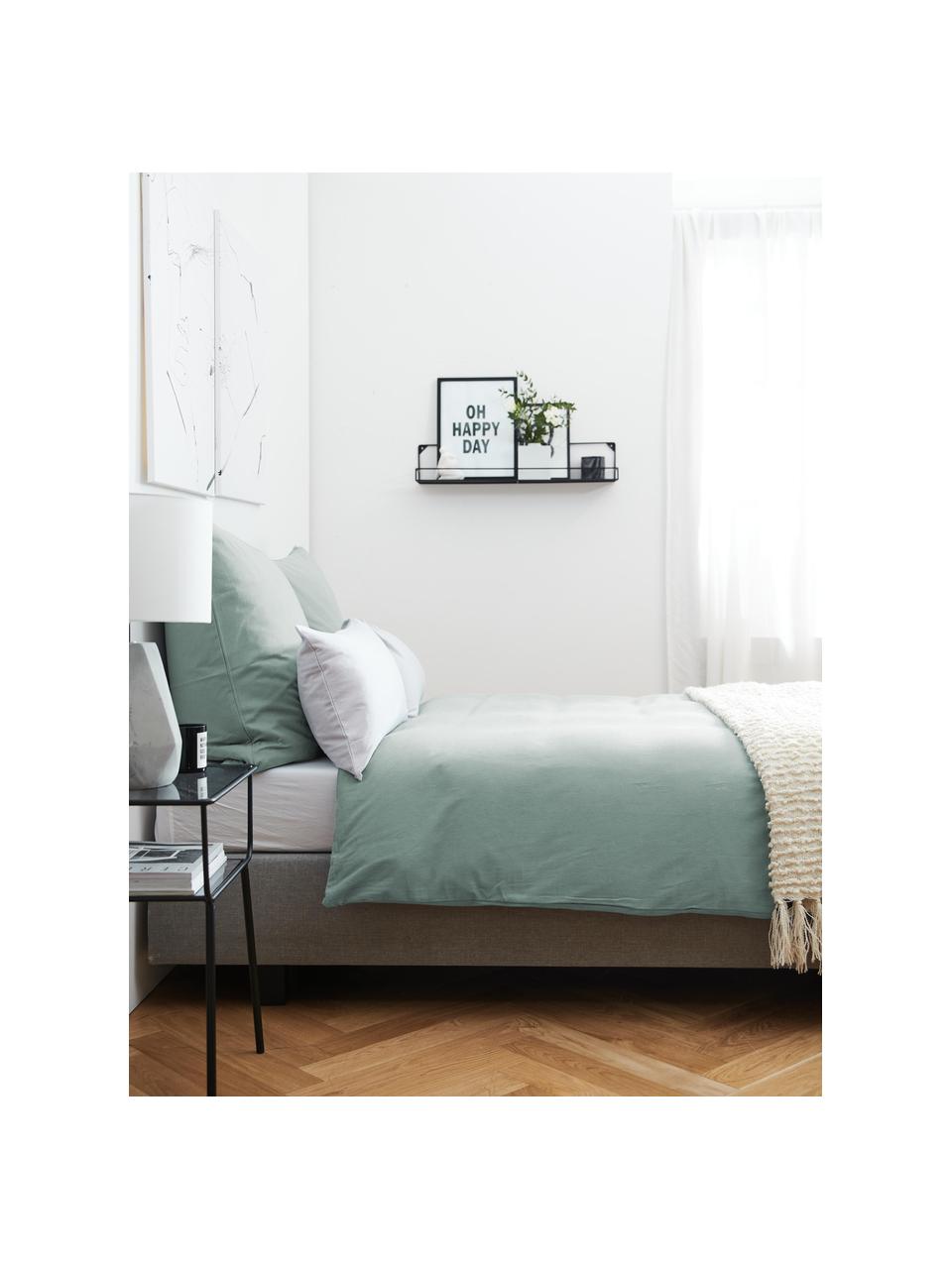 Flanell-Bettdeckenbezug Biba, Webart: Flanell, Salbeigrün, B 135 x L 200 cm