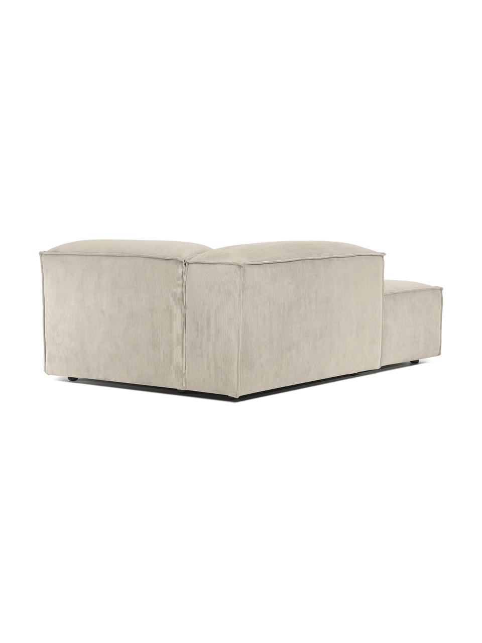 Méridienne modulable en velours côtelé Lennon, Velours côtelé beige, larg. 119 x prof. 180 cm, dossier à droite