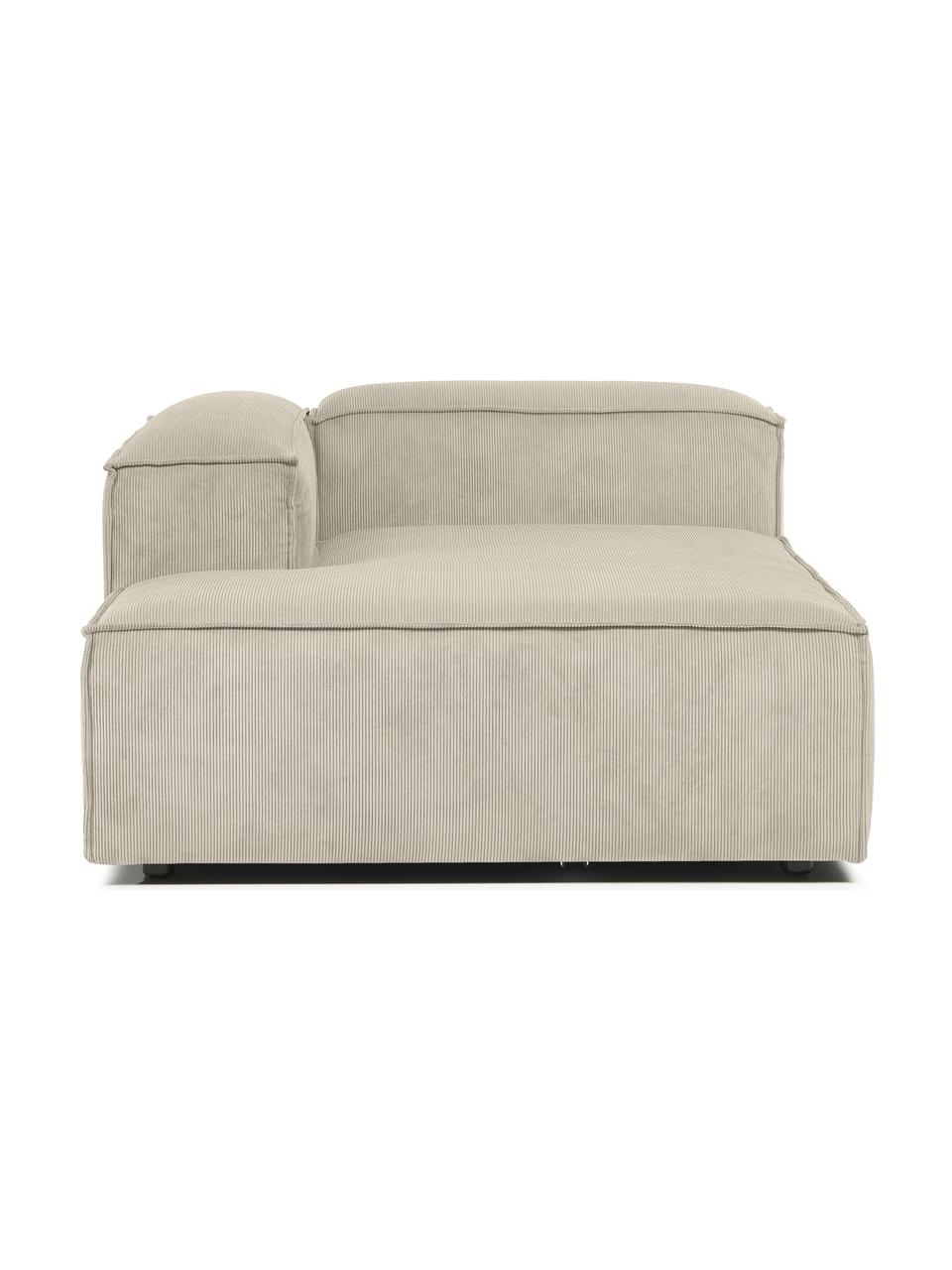 Méridienne modulable en velours côtelé Lennon, Velours côtelé beige, larg. 119 x prof. 180 cm, dossier à droite