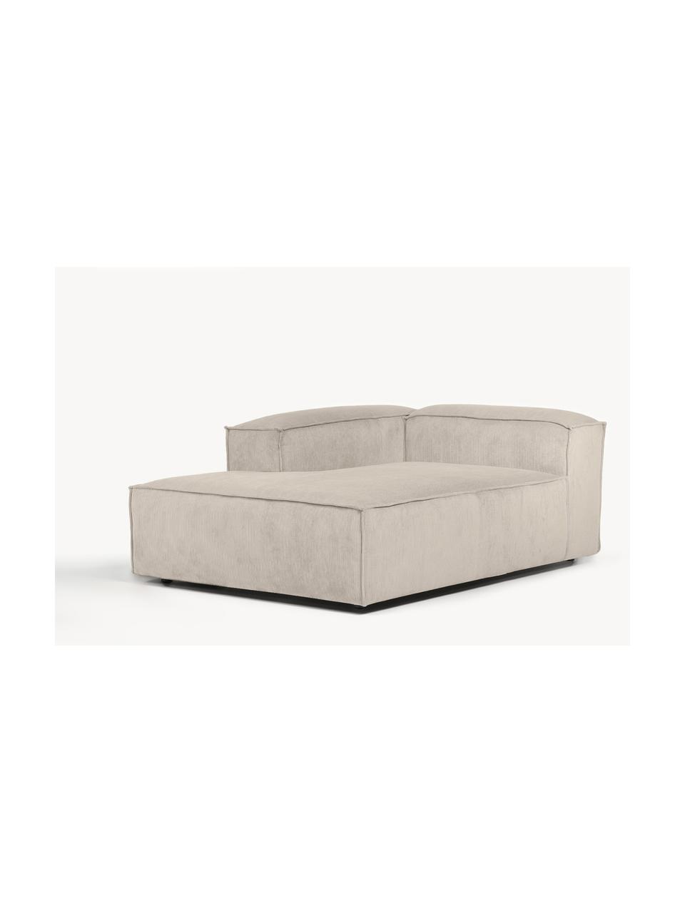 Chaise longue hoekmodule Lennon van corduroy, Bekleding: corduroy (92% polyester, , Frame: massief grenenhout, FSC-g, Poten: kunststof, Corduroy lichtbeige, B 119 x D 180 cm, hoekdeel links