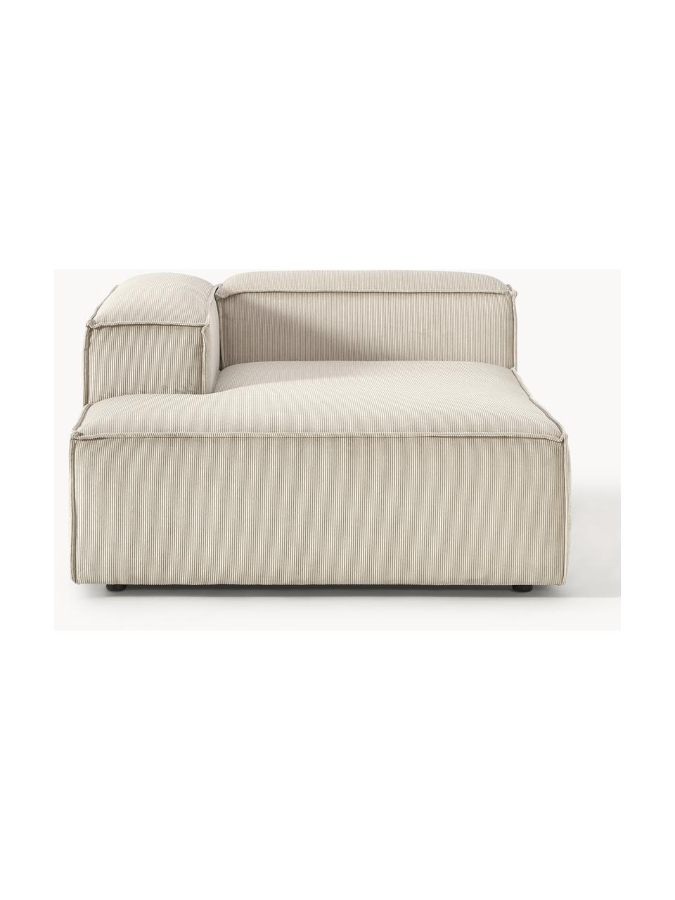 Ottomane-Eckmodul Lennon aus Cord, Bezug: Cord (92 % Polyester, 8 %, Gestell: Massives Kiefernholz, Spe, Füße: Kunststoff Dieses Produkt, Cord Hellbeige, B 119 x T 180 cm, Eckteil links