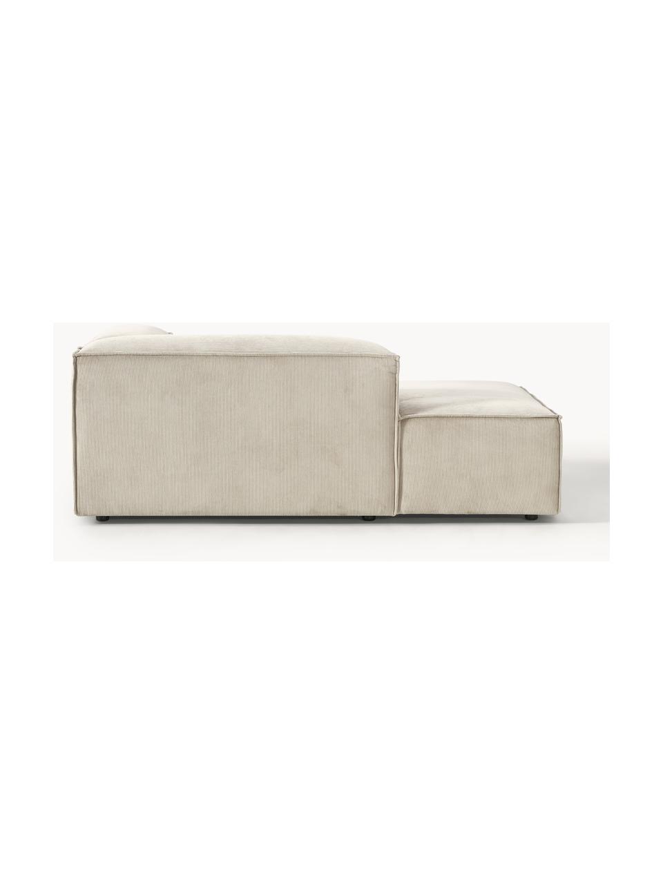 Diván sofá de pana Lennon, Tapizado: pana (92% poliéster, 8% p, Estructura: madera de pino maciza, ma, Patas: plástico Este producto es, Pana beige claro, An 119 x F 180 cm, chaise longue izquierda