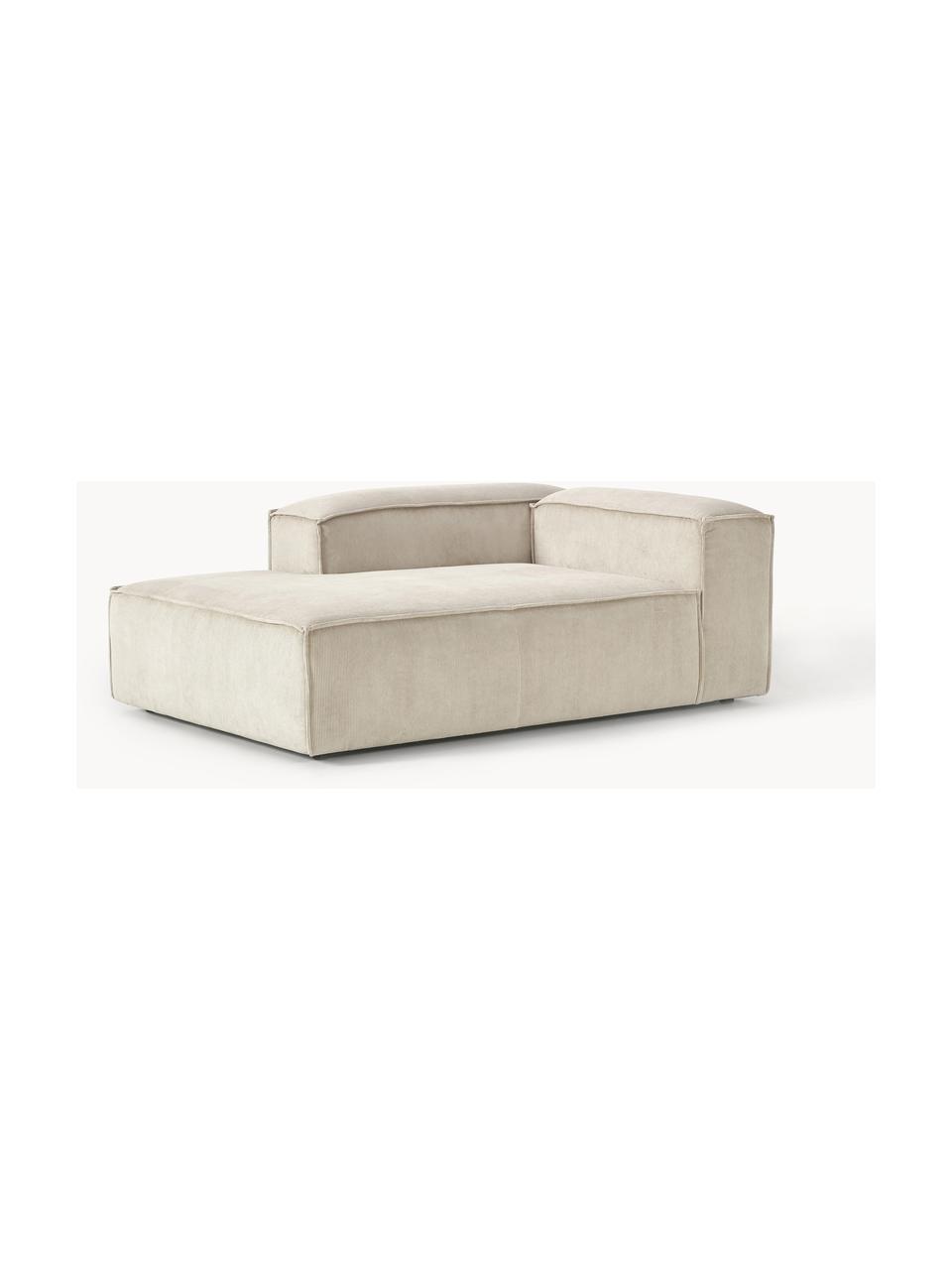 Diván sofá de pana Lennon, Tapizado: pana (92% poliéster, 8% p, Estructura: madera de pino maciza, ma, Patas: plástico Este producto es, Pana beige claro, An 119 x F 180 cm, chaise longue izquierda