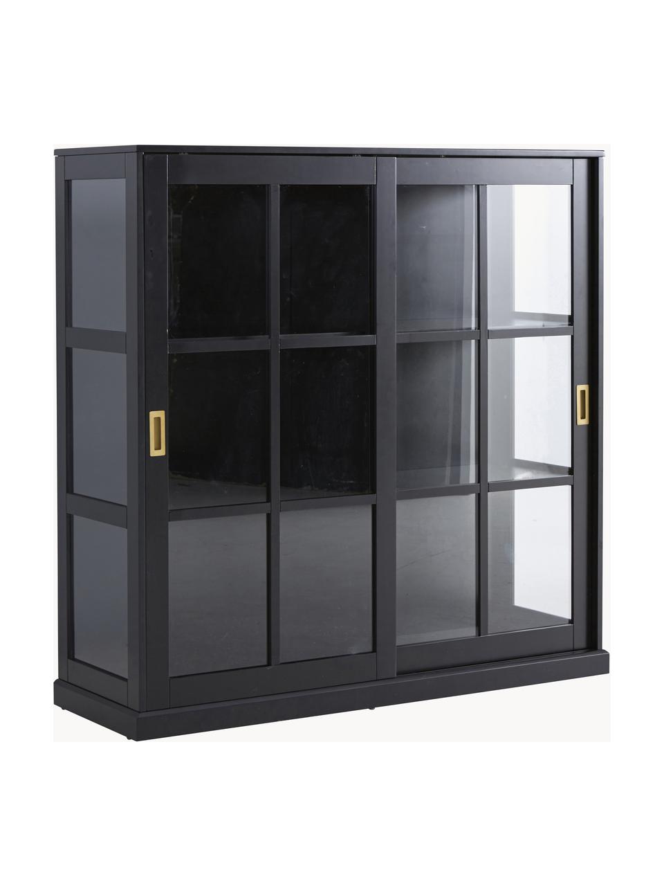 Vitrina Vincent, Parte trasera: tablero de fibras de dens, Negro, An 139 x Al 140 cm