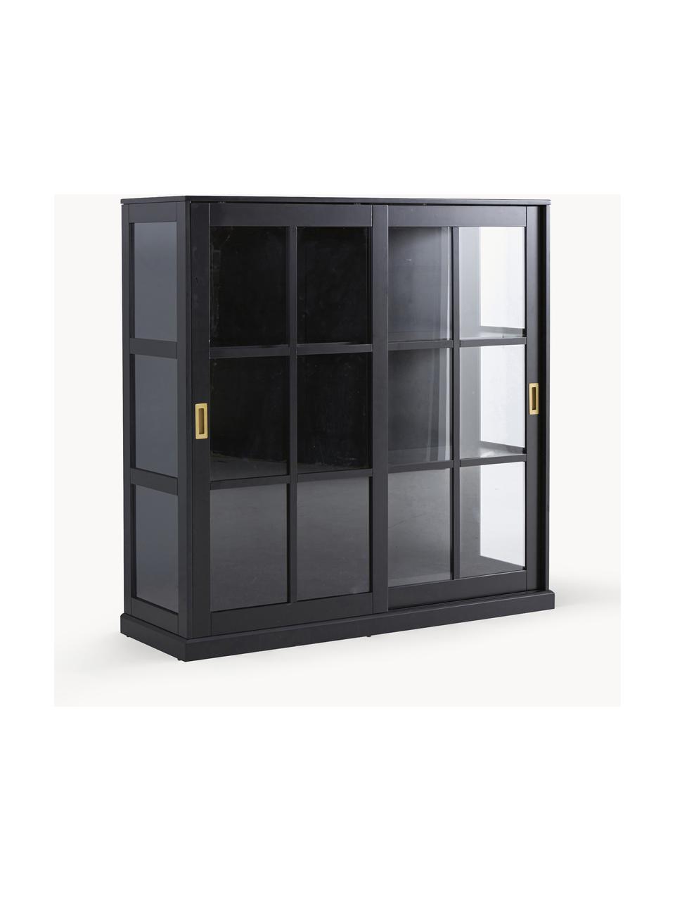 Vitrine Vincent, Noir, larg. 139 x haut. 140 cm