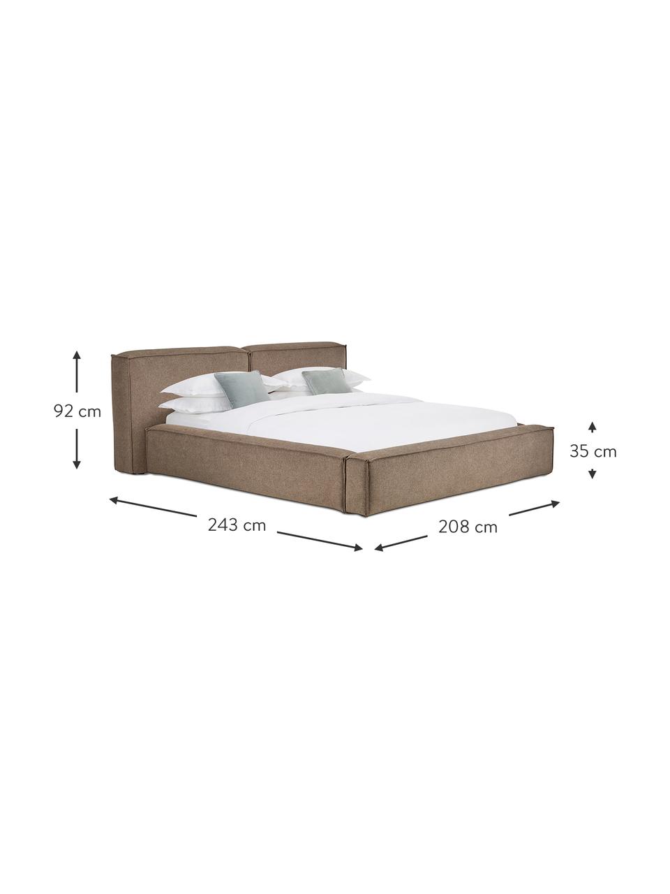 Čalúnená posteľ s úložným priestorom Lennon, Hnedá, Š 200 x D 200 cm