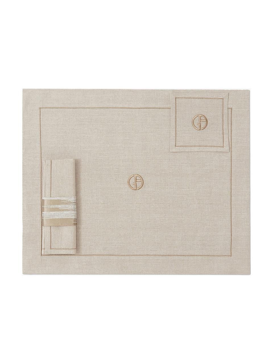 Set di tessili da tavola Cool 4 pz, 100% lino, Tonalità beige, Set in varie misure