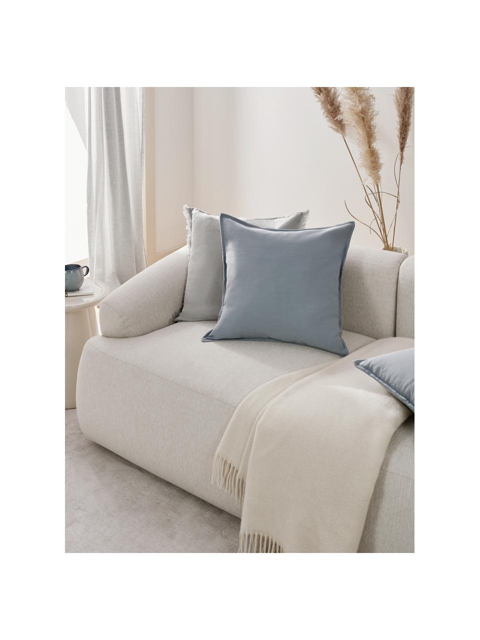 Housse de coussin en coton bleu ciel Mads, 100 % coton, Bleu ciel, larg. 50 x long. 50 cm